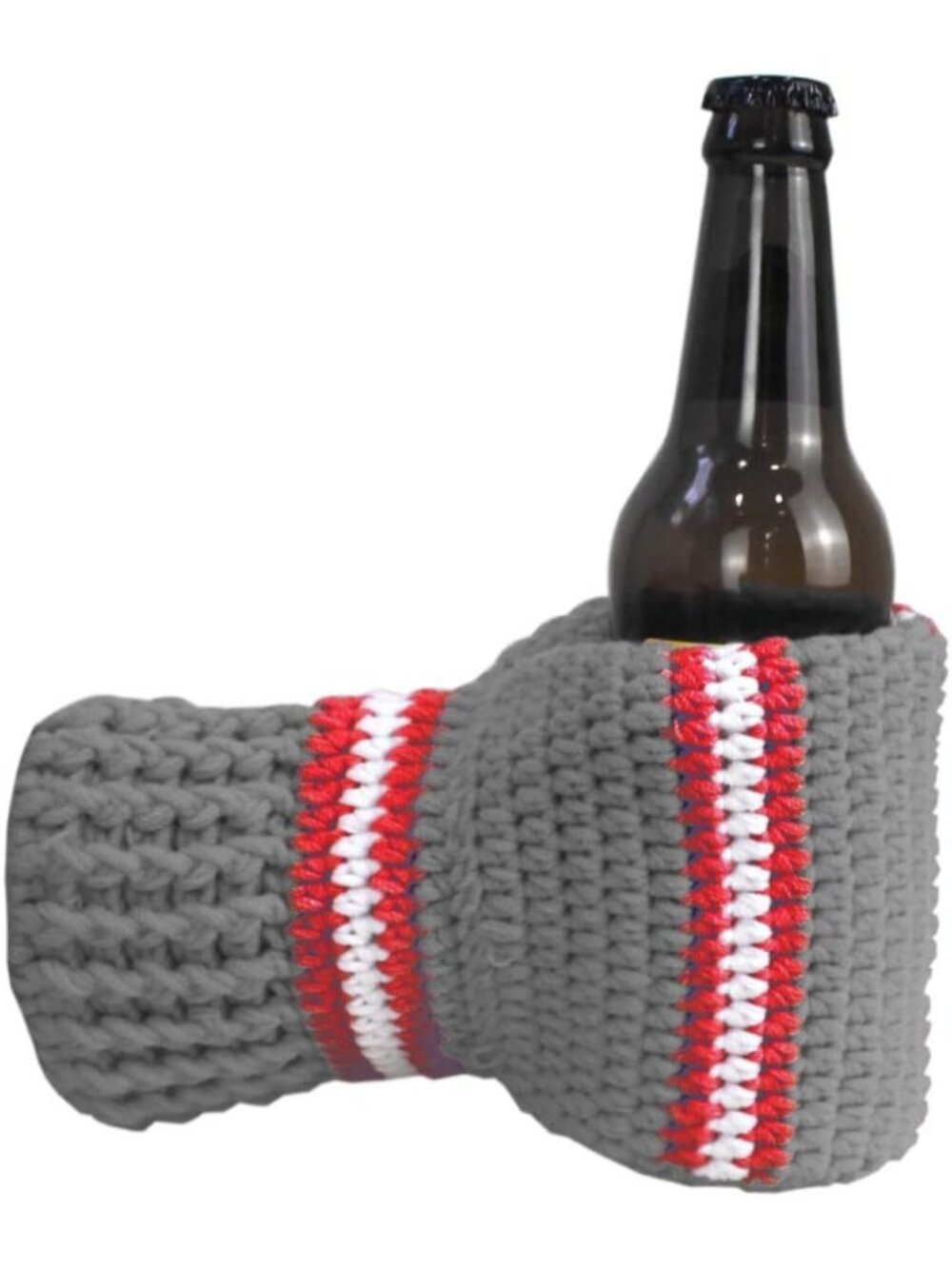 Unisex Gray Knit Stitched Drink Mitt Holder Beer Mitten Gloves Tailgating Idea